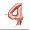 Picture of 34'' Foil Balloon Number 4 - Rose Gold (helium-filled)