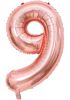 Picture of 34'' Foil Balloon Number 9 - Rose Gold (helium-filled)