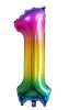 Picture of 34'' Foil Balloon Number 1 - Bright Rainbow (helium-filled)