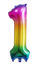 Picture of 34'' Foil Balloon Number 1 - Bright Rainbow (helium-filled)