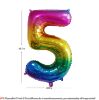 Picture of 34'' Foil Balloon Number 5 - Bright Rainbow (helium-filled)