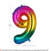 Picture of 34'' Foil Balloon Number 9 - Bright Rainbow (helium-filled)
