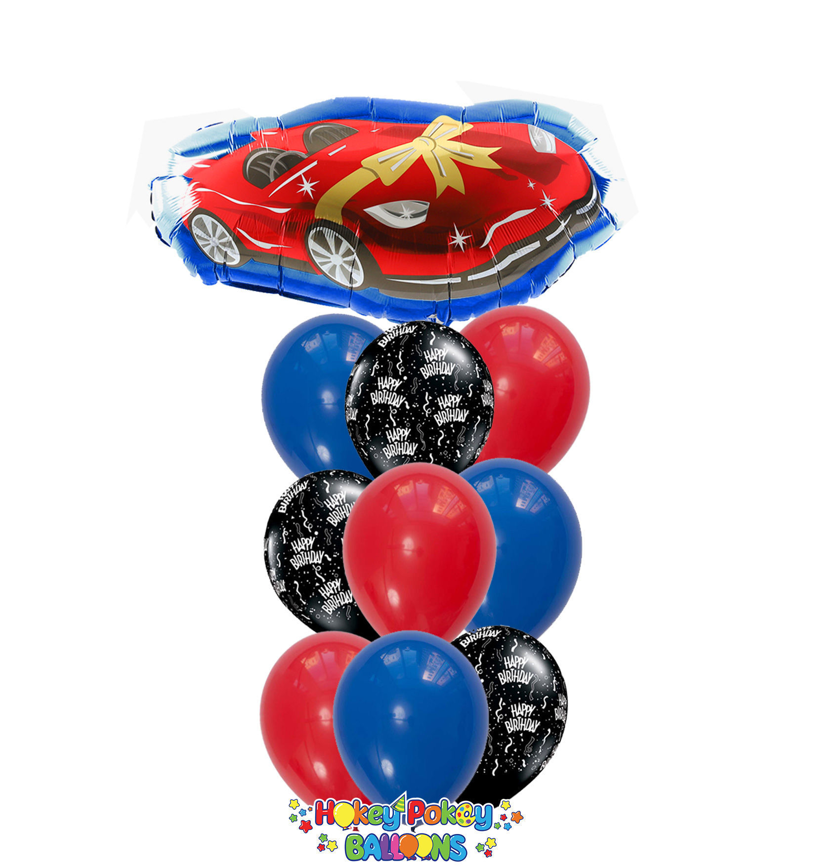 Picture of Race Car - Birthday Balloon Bouquet  (10 pc)
