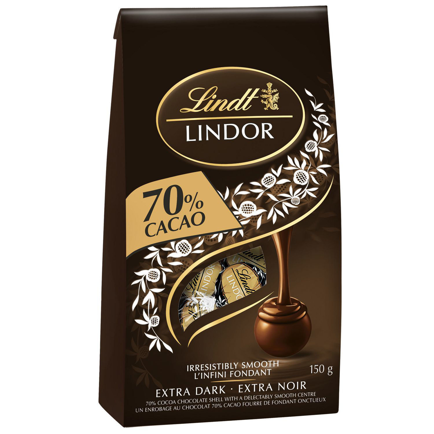 Picture of Lindt LINDOR 70% Cacao Dark Chocolate Truffles, 150-Gram Bag