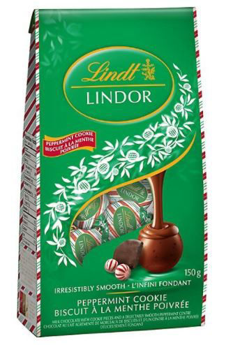 Picture of Lindt LINDOR Peppermint Cookie Biscuit Chocolate Truffles, 150-Gram Bag
