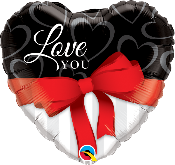 Picture of 18" Love You Red Ribbon Balloon - Foil Balloon  (helium-filled)