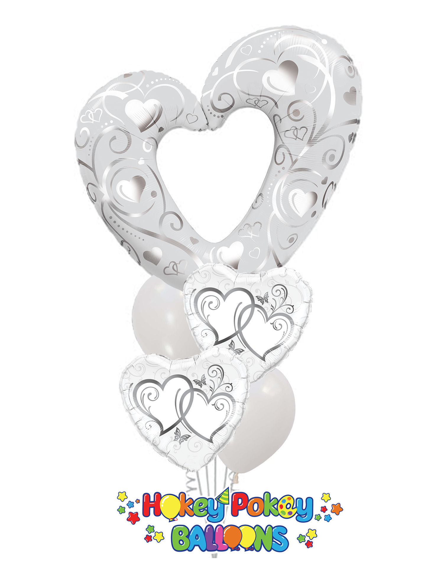Picture of Giant Filigree Heart - Balloon Bouquet of 5