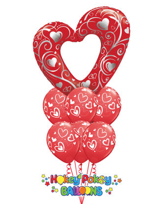 Picture of Giant Red Heart - Balloon Bouquet of 7