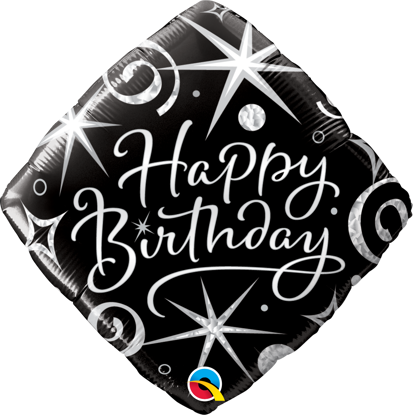 Picture of 18" Birthday Elegant Sparkles & Swirls Foil Balloon (helium-filled)