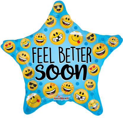 Picture of 18'' Feel Better Soon - Many Smilies Foil Balloon  (helium-filled)