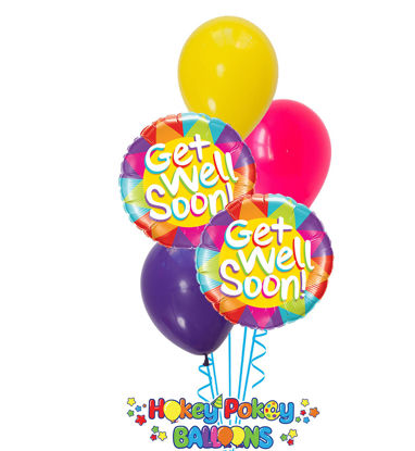 Picture of Get Well Soon! Sunshine Balloon Bouquet (5 pc)