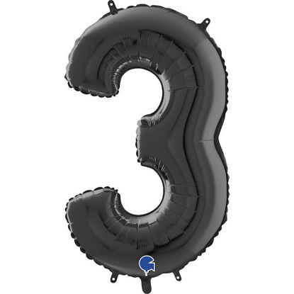 Picture of 26'' Black Number 3 - Foil Balloon (helium-filled)