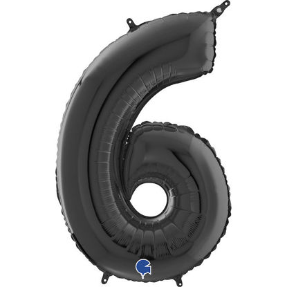 Picture of 26'' Black Number 6 - Foil Balloon (helium-filled)