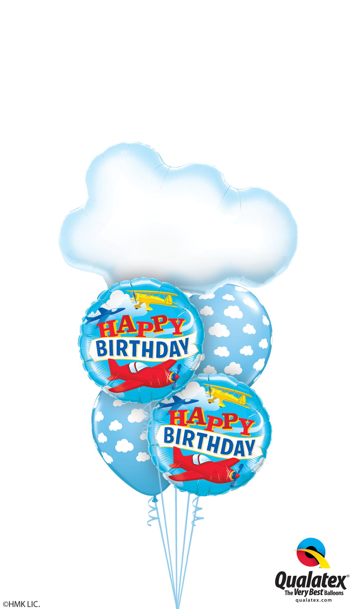 Picture of Flying Airplane - Birthday Balloon Bouquet of 5