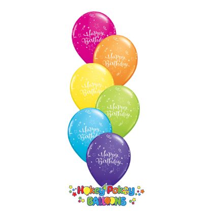 Picture of Birthday Shining Star - Rainbow Balloon Bouquet (6 pc) 