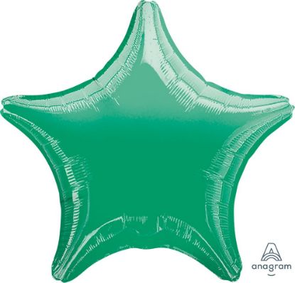 Picture of 19" Metallic Green Star Foil Balloon (helium-filled) 