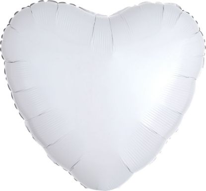 Picture of 18" Metallic White Heart Foil Balloon (helium-filled) 