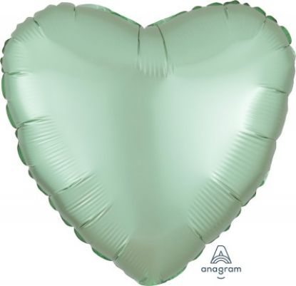 Picture of 18" Satin Luxe Mint Green Heart Foil Balloon (helium-filled)