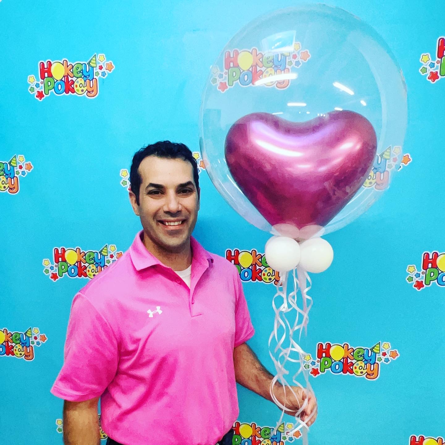 Picture of 24'' Deco bubble balloon with Shiny heart inside (helium inflated)