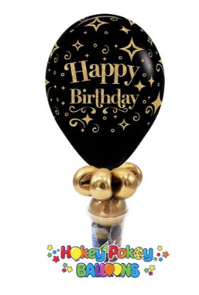 Picture of 11"  Happy Birthday Gold Diamonds -  Balloon Candy Cup