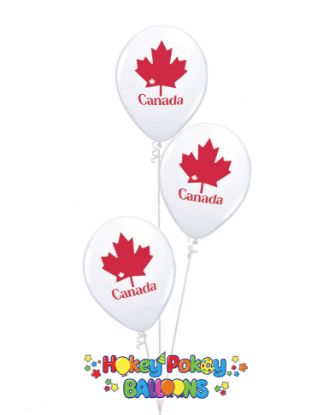 Picture of 11'' Patriotic Maple Leaf -  Latex Balloon Bouquet (up to 12 balloons) 