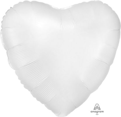 Picture of 18" Satin Luxe White Heart Foil Balloon (helium-filled) 